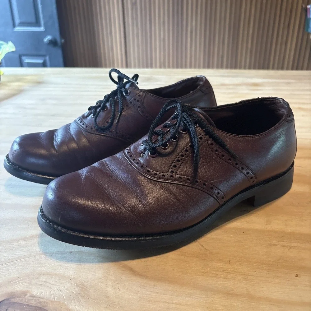 Musebeck All Seasons Casuals Oxfords Shoes Mens 8.5 EEE Brown Leather USA Vibram
